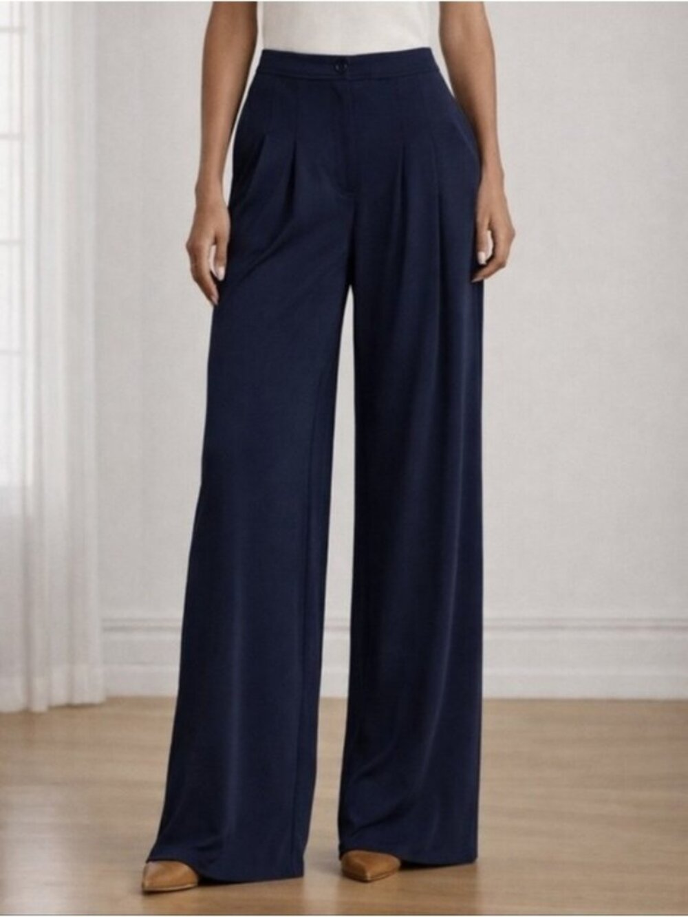 Lauren Ralph Lauren Navy Wide-Leg Pants